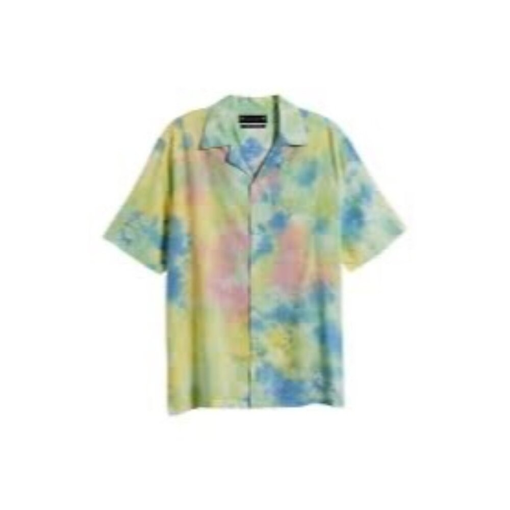 Allsaints Pilar Tie Dye Linen Blend Camp Shirt - Size m‎